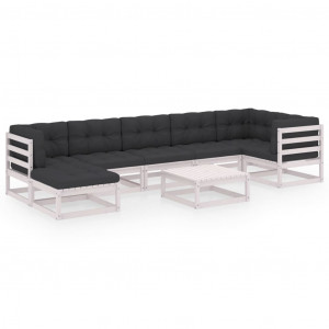 Set mobilier de grădină cu perne, 8 piese, lemn masiv de pin - Img 1