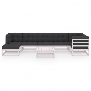 Set mobilier de grădină cu perne, 8 piese, lemn masiv de pin - Img 2