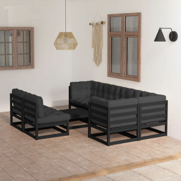 Set mobilier de grădină cu perne, 8 piese, lemn masiv de pin - Img 1