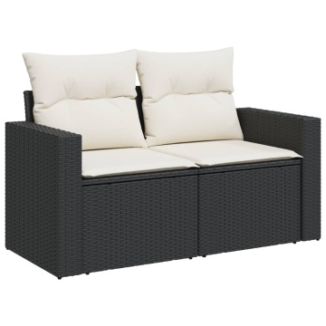 Set mobilier de grădină cu perne, 8 piese, negru, poliratan - Img 3