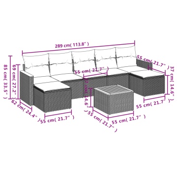 Set mobilier de grădină cu perne, 8 piese, negru, poliratan - Img 3