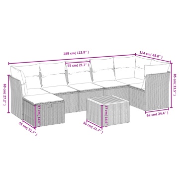 Set mobilier de grădină cu perne, 8 piese, negru, poliratan - Img 4