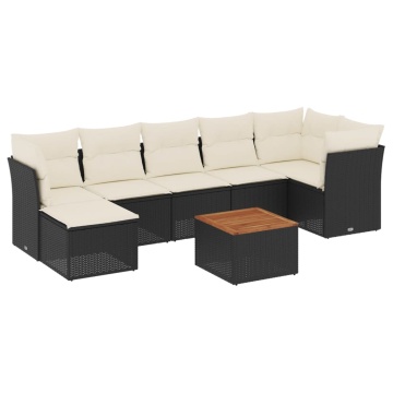 Set mobilier de grădină cu perne, 8 piese, negru, poliratan - Img 2