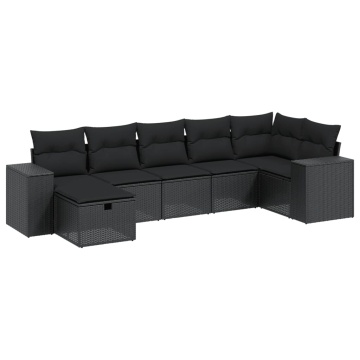 Set mobilier de grădină cu perne, 8 piese, negru, poliratan - Img 2
