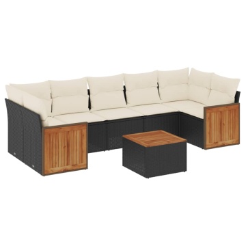 Set mobilier de grădină cu perne, 8 piese, negru, poliratan - Img 2