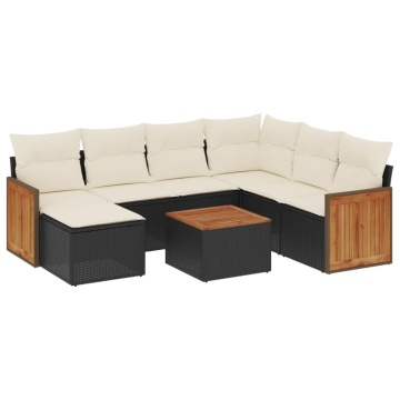Set mobilier de grădină cu perne, 8 piese, negru, poliratan - Img 2