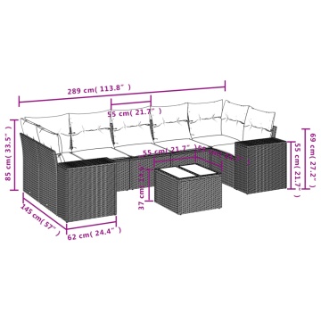 Set mobilier de grădină cu perne, 8 piese, negru, poliratan - Img 7