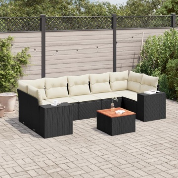 Set mobilier de grădină cu perne, 8 piese, negru, poliratan - Img 1