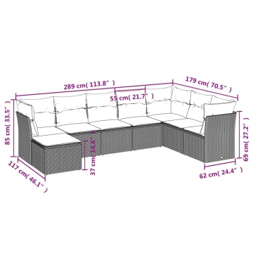 Set mobilier de grădină cu perne, 8 piese, negru, poliratan - Img 3