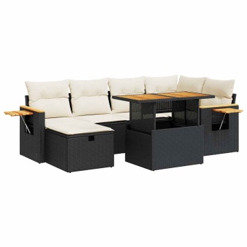 Set mobilier de grădină cu perne, 8 piese, negru, poliratan - Img 2