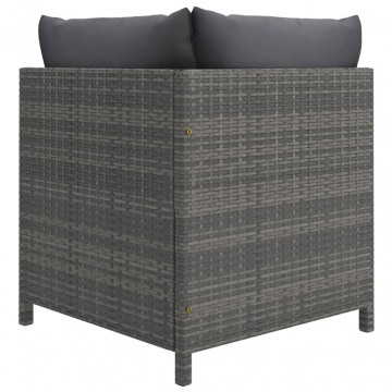 Set mobilier de grădină cu perne, 9 piese, gri, poliratan - Img 8