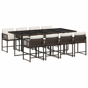 Set mobilier de grădină cu perne, 9 piese, maro, poliratan - Img 2