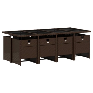 Set mobilier de grădină cu perne, 9 piese, maro, poliratan - Img 3