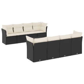 Set mobilier de grădină cu perne, 9 piese, negru, poliratan - Img 2