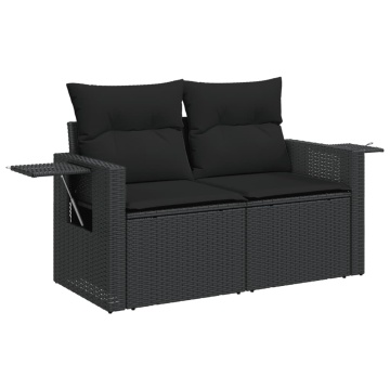 Set mobilier de grădină cu perne, 9 piese, negru, poliratan - Img 3