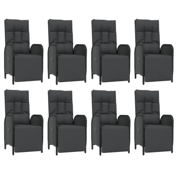 Set mobilier de grădină cu perne, 9 piese, negru, poliratan - Img 4