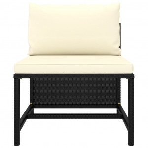 Set mobilier de grădină cu perne, 9 piese, negru, poliratan - Img 6