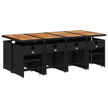 Set mobilier de grădină cu perne, 9 piese, negru, poliratan - Img 3