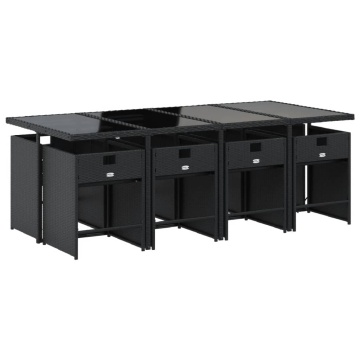 Set mobilier de grădină cu perne, 9 piese, negru, poliratan - Img 3