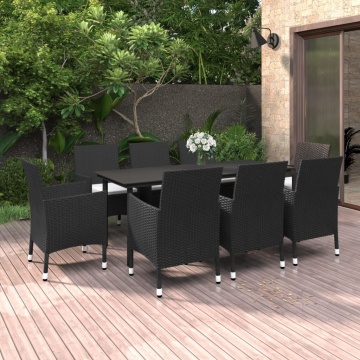 Set mobilier de grădină cu perne, 9 piese, poliratan și sticlă - Img 1