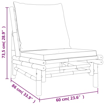 Set mobilier de grădină, cu perne alb crem, 3 piese, bambus - Img 7