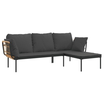 Set mobilier de grădină cu perne gri închis, 3 piese, poliratan - Img 8