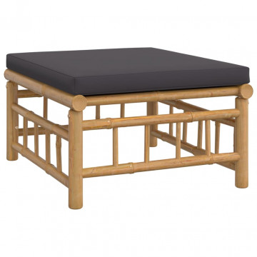 Set mobilier de grădină cu perne gri închis, 8 piese, bambus - Img 5