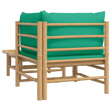 Set mobilier de grădină cu perne verzi, 2 piese, bambus - Img 8