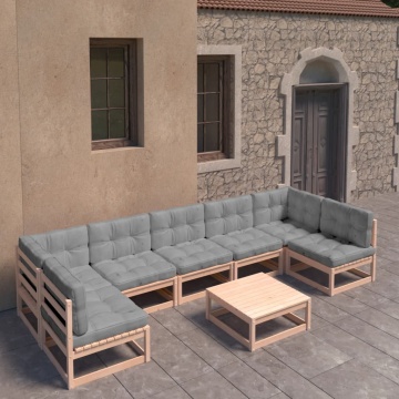 Set mobilier de grădină din 8 piese, lemn masiv de pin - Img 1