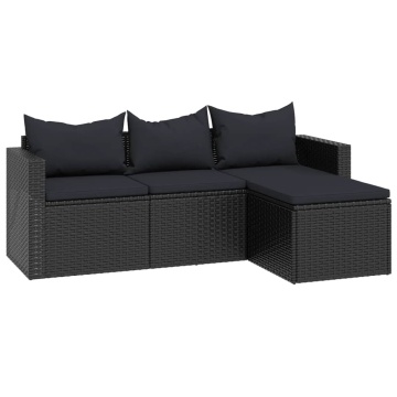 Set mobilier de grădină, negru, poliratan - Img 3