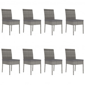 Set mobilier de masă pentru grădină, 9 piese, gri, poliratan - Img 5