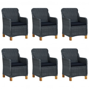 Set mobilier exterior cu perne, 7 piese, gri închis, poliratan - Img 3