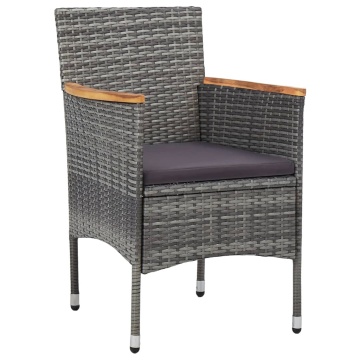 Set mobilier grădină, 3 piese, gri, poliratan și lemn acacia - Img 6