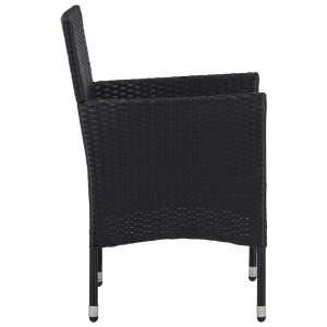 Set mobilier grădină, 5 piese, negru, poliratan și lemn acacia - Img 6