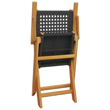 Set mobilier grădină, 5 piese, negru, poliratan și lemn masiv - Img 6