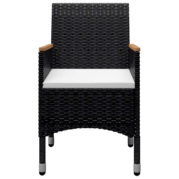 Set mobilier grădină, 9 piese, negru, poliratan și lemn acacia - Img 7