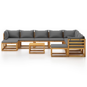 Set mobilier grădină cu perne, 11 piese, lemn masiv de acacia - Img 3