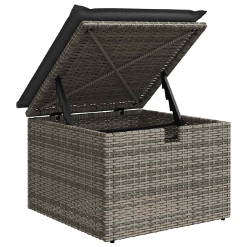 Set mobilier grădină cu perne 2 piese gri poliratan/lemn acacia - Img 8