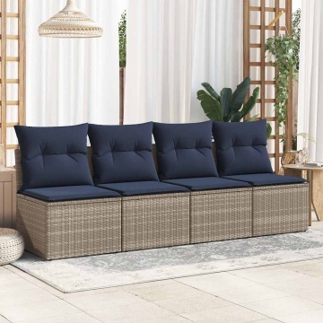 Set mobilier grădină cu perne 2 piese gri poliratan/lemn acacia - Img 3