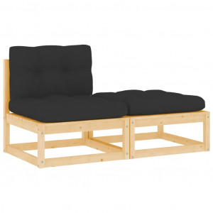 Set mobilier grădină cu perne, 2 piese, lemn masiv de pin - Img 1