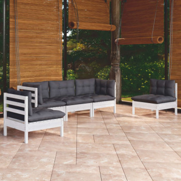 Set mobilier grădină cu perne, 5 piese, lemn masiv de pin - Img 1