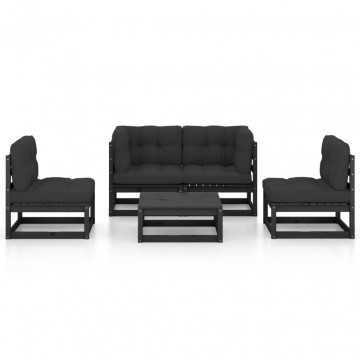 Set mobilier grădină cu perne, 5 piese, lemn masiv pin - Img 3