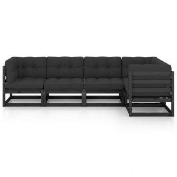 Set mobilier grădină cu perne, 5 piese, lemn masiv pin - Img 3
