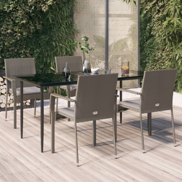 Set mobilier grădină cu perne, 5 piese, negru și gri, poliratan - Img 1