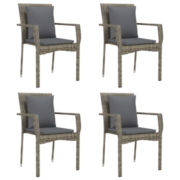 Set mobilier grădină cu perne, 5 piese, negru și gri, poliratan - Img 4