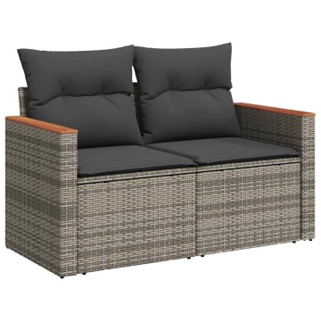 Set mobilier grădină cu perne 6 piese gri poliratan/lemn acacia - Img 8