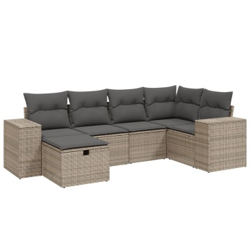 Set mobilier grădină cu perne, 6 piese, gri, poliratan - Img 2
