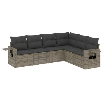 Set mobilier grădină cu perne, 6 piese, gri, poliratan - Img 2