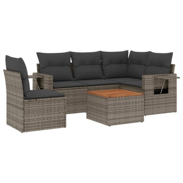 Set mobilier grădină cu perne, 6 piese, gri, poliratan - Img 2