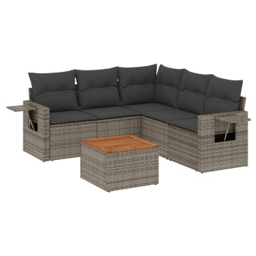 Set mobilier grădină cu perne, 6 piese, gri, poliratan - Img 2
